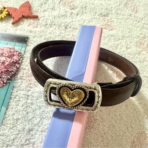 Brighton— Vintage Reversible Heart Buckle Leather Belt ✨💫💛